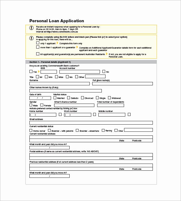 Simple Loan Application form Template Luxury 8 Note Template for Personal Loan Templates – Free Sample