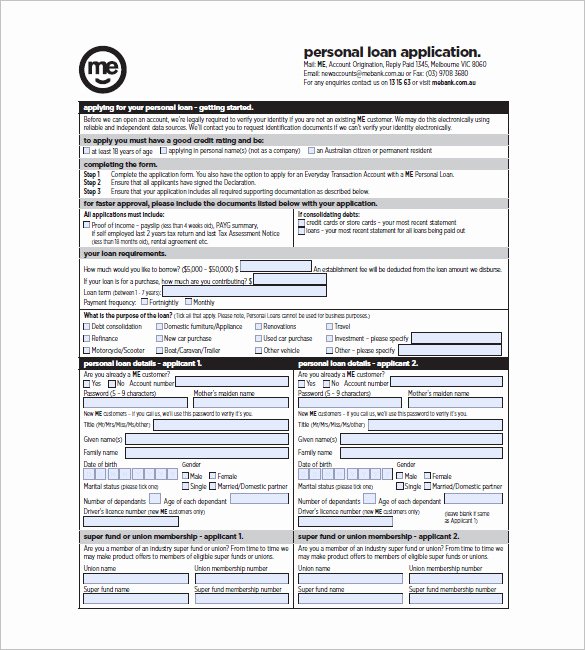 Simple Loan Application form Template Unique 8 Note Template for Personal Loan Templates – Free Sample