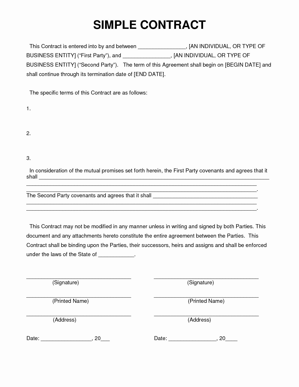 Simple Payment Agreement Template Between Two Parties Inspirational Money Agreement Between Two Parties