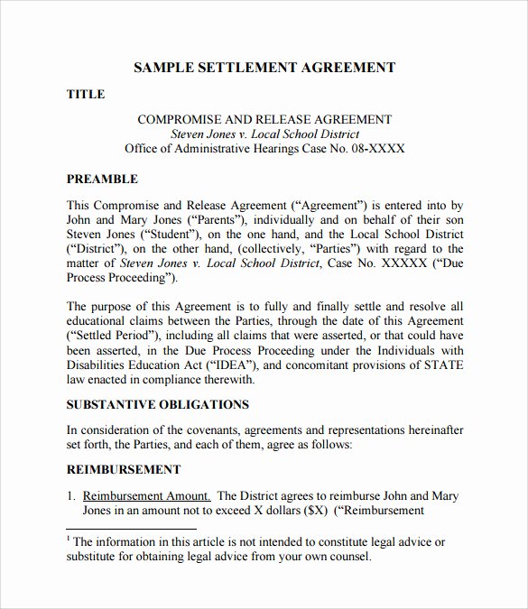 Simple Settlement Agreement Beautiful Sample Settlement Agreement 15 Documents In Pdf Word