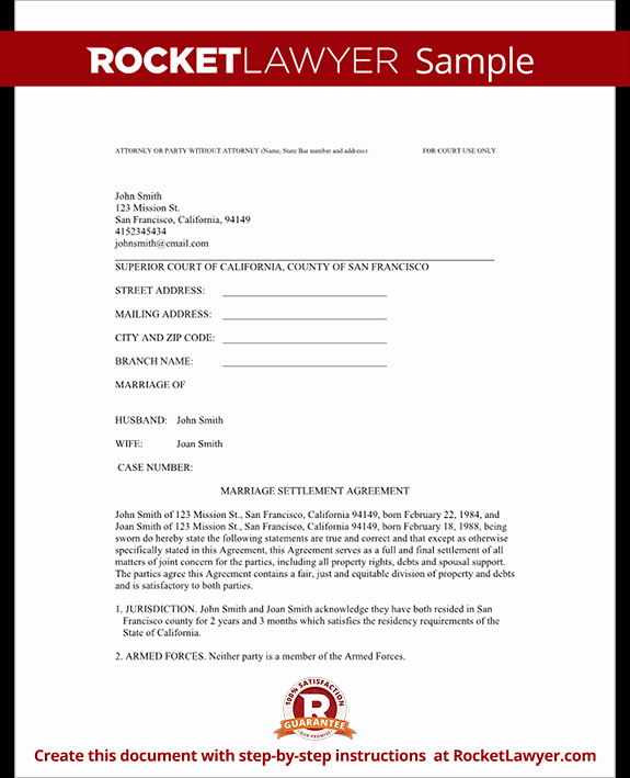 Simple Settlement Agreement Inspirational Divorce Settlement Agreement Template with Sample