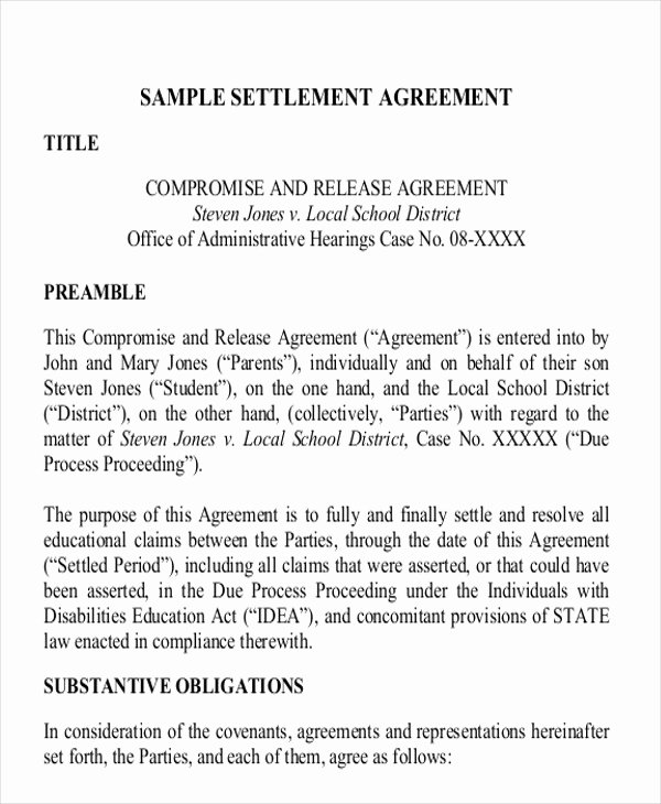 Simple Settlement Agreement Lovely 11 Settlement Agreement Samples Word Pdf