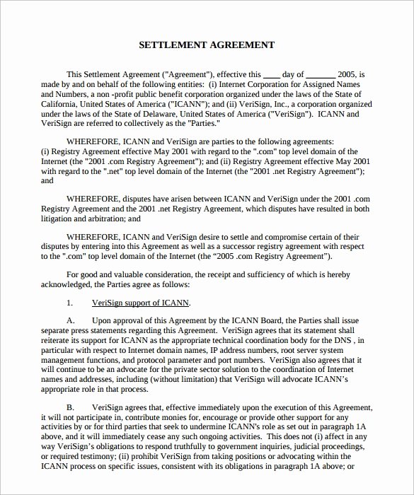 Simple Settlement Agreement Unique Sample Settlement Agreement 15 Documents In Pdf Word