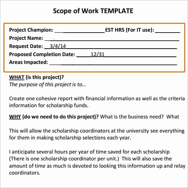 Simple Statement Of Work Template Elegant 7 Construction Scope Of Work Templates Word Excel Pdf