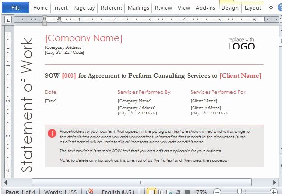 Simple Statement Of Work Template Lovely Statement Work Template for Microsoft Word