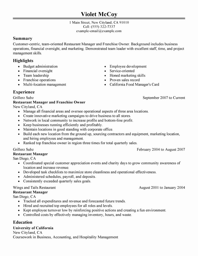 Small Business Owner Resume Sample Luxury Hostess Resume