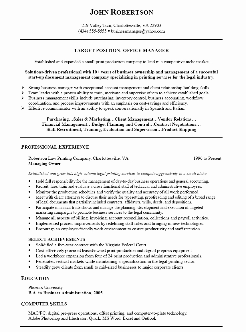 Small Business Owner Resume Sample New Resume Examples Jobs to Print – Perfect Resume format