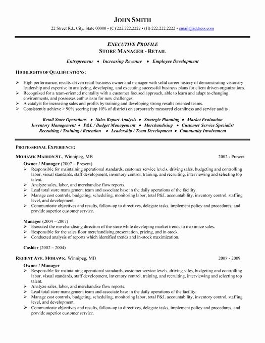 Small Business Owner Resume Sample Unique A Resume Template for A Store Manager or Owner You Can