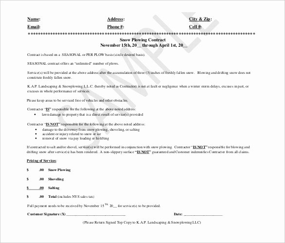 Snow Removal Bid Template Beautiful 20 Snow Plowing Contract Templates Google Docs Pdf