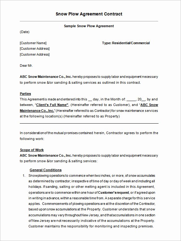 Snow Removal Bid Template Lovely Snow Removal Contracts Templates – Emmamcintyrephotography
