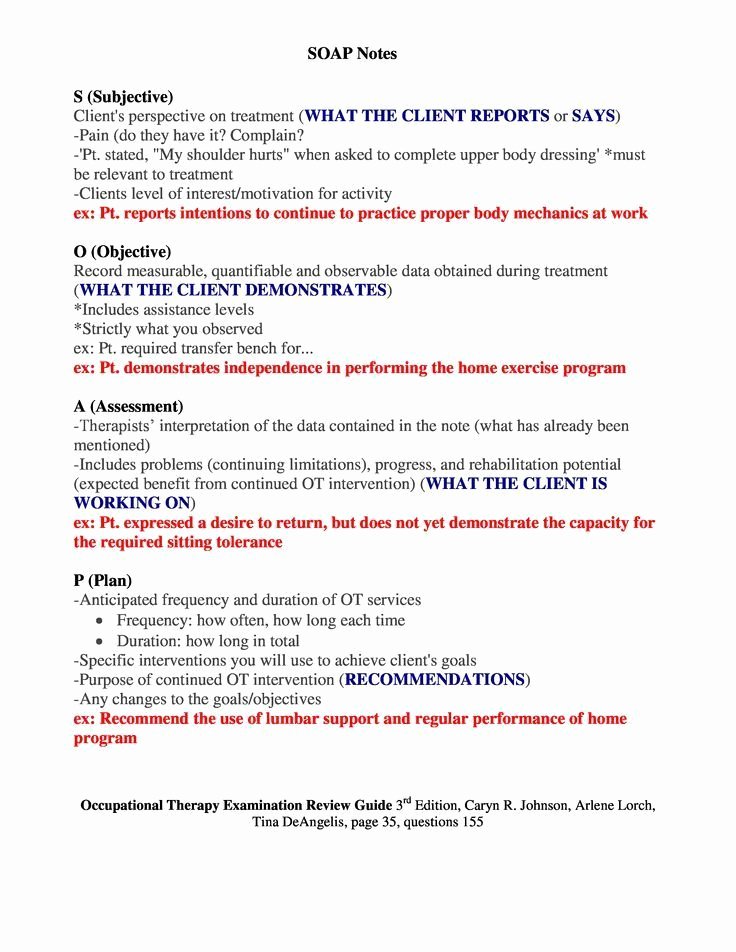 Soap Documentation Example Awesome soap Notes Occupational therapy Examination Review Guide