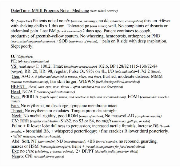 Soap Documentation Example Beautiful Sample Subjective Objective assessment Planning Note 7