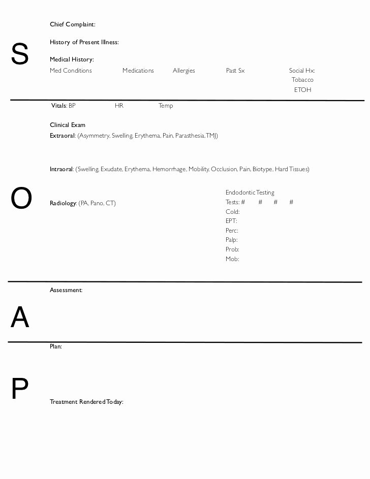 Soap Template Word Elegant soap Notes Dentistry Pages format