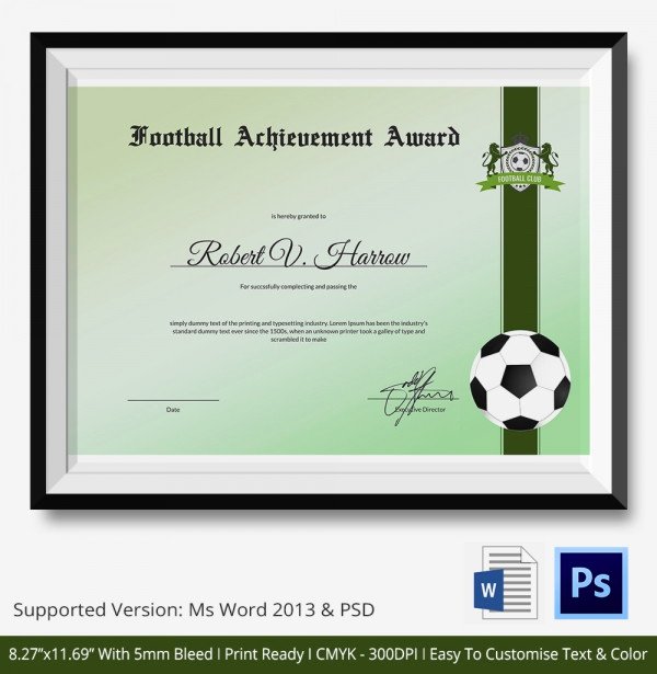 Soccer Awards Template Lovely 10 Football Certificate Templates Free Word Pdf