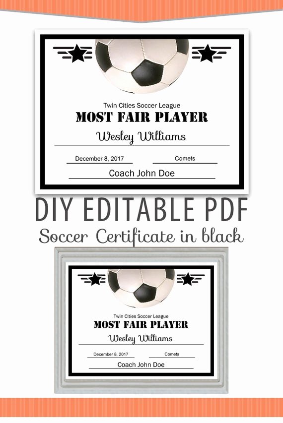 Soccer Awards Template Luxury Editable Pdf Sports Team soccer Certificate Diy Award