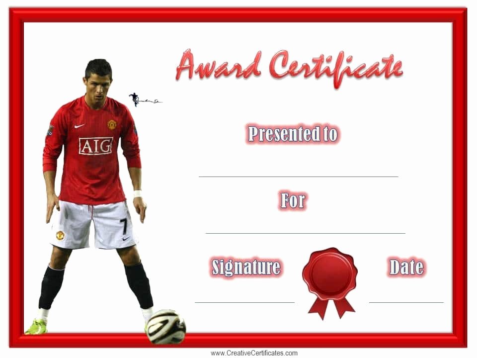 Soccer Awards Template New soccer Award Certificate Template Customize Line