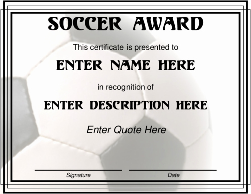 Soccer Awards Template Unique Award Certificate Templates