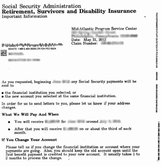 Social Security Award Letter Example