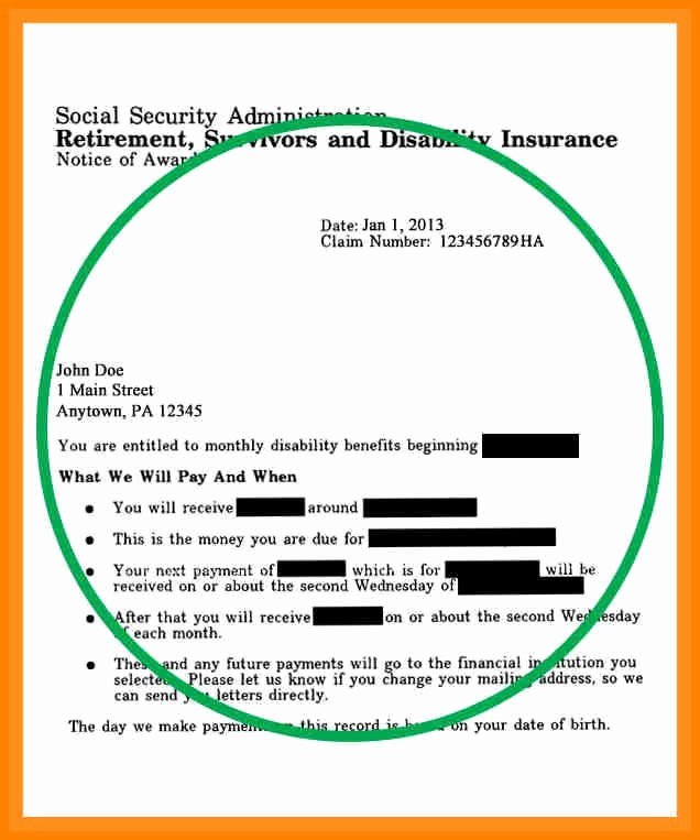 Social Security Award Letter Example Inspirational Award Letter social Security Sample