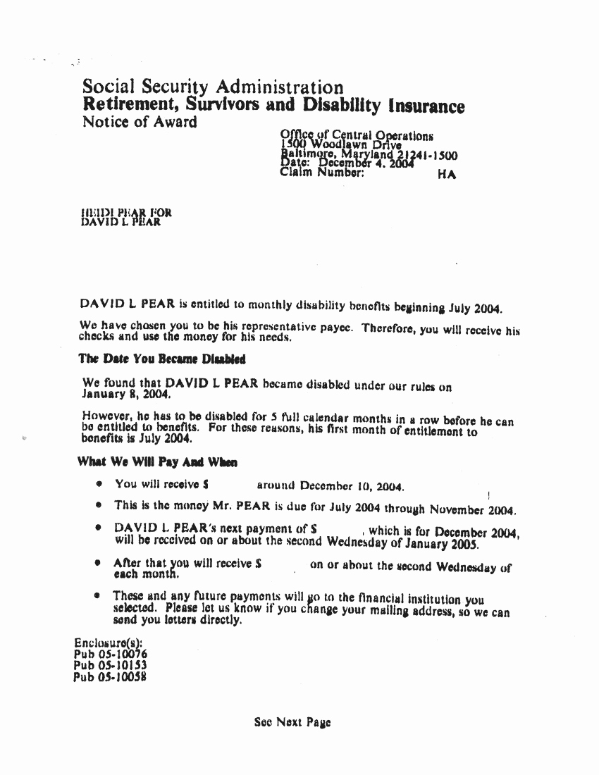 Social Security Award Letter Example Unique Ssa Award Letter