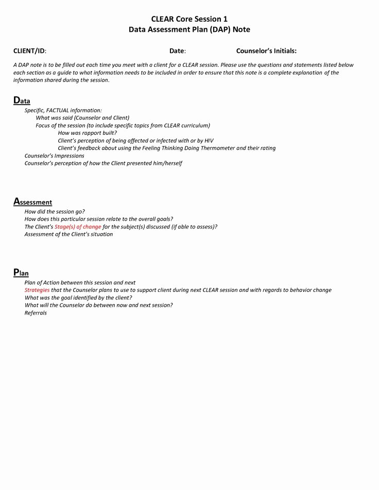 Social Work Case Notes Template Elegant Dap Counseling Notes Template