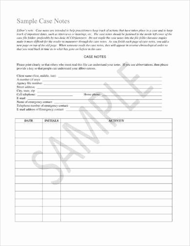 Social Work Case Notes Template Luxury 10 Case Note Examples Pdf