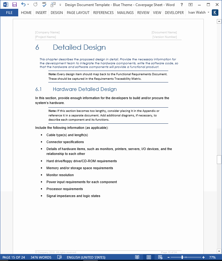 Software Documentation Sample Inspirational Design Document – Download Ms Word Template