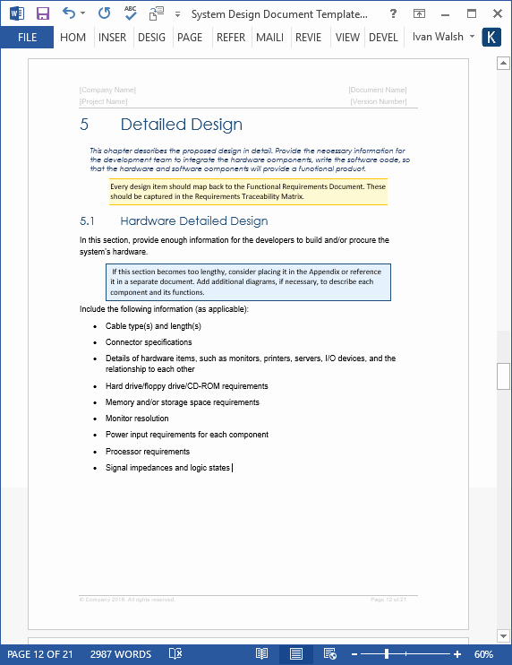 Software Documentation Sample Lovely System Design Document Templates Requirements