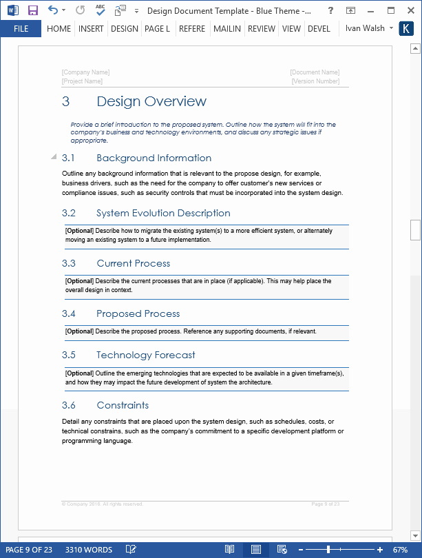 Software Documentation Sample Luxury Design Document – Download Ms Word Template