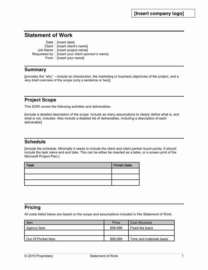 Sow Template Doc Beautiful Statement Of Work In Word and Pdf formats