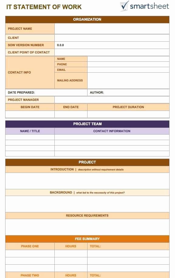 Sow Template Doc Elegant 5 Statement Work Templates Word Free Sample Templates