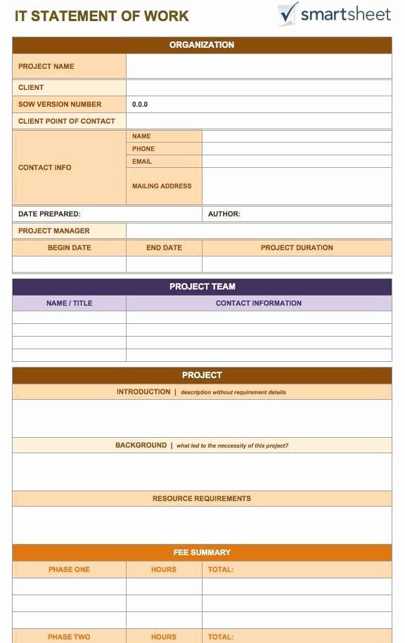 Sow Template Doc Elegant 5 Statement Work Templates Word Free Sample Templates