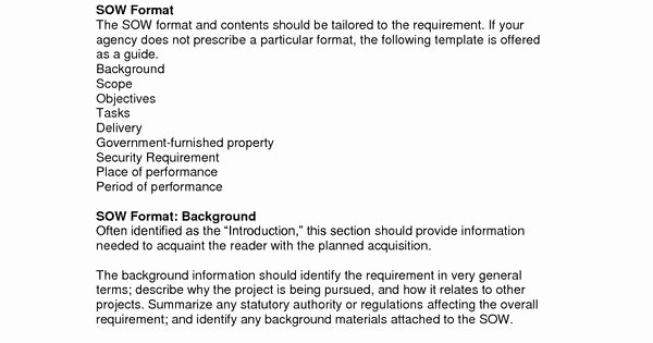 Sow Template Doc Elegant Statement Of Work sow Template Doc by Kqv Free