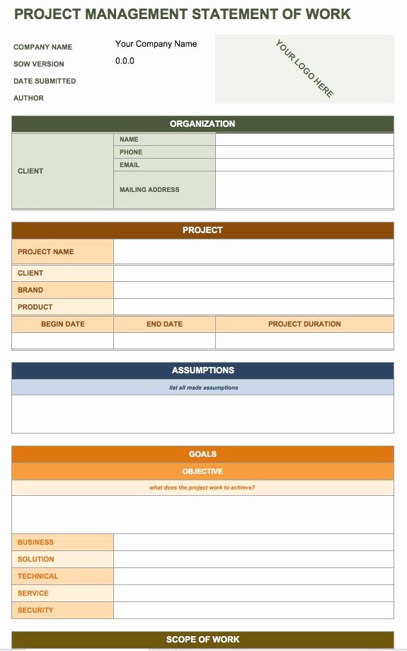 Sow Template Doc Fresh Template Statement Of Work Zoro Blaszczak