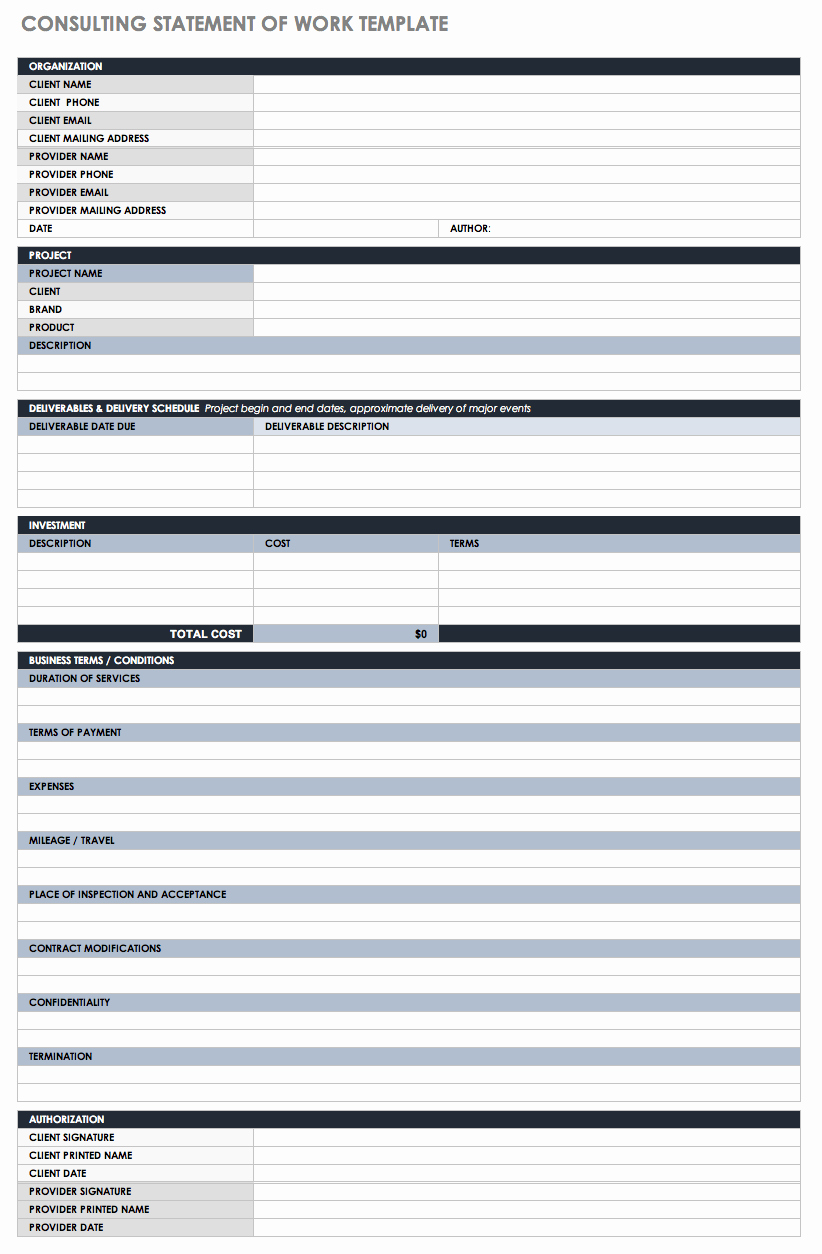 Sow Template Doc Lovely Free Statement Of Work Templates Smartsheet
