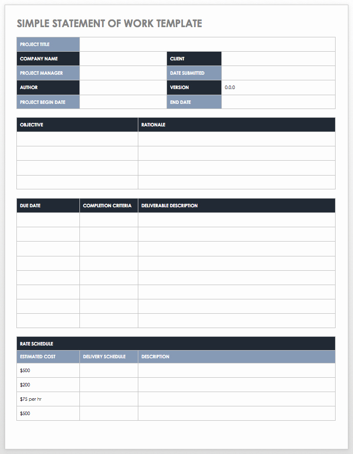Sow Template Doc New Free Statement Of Work Templates Smartsheet