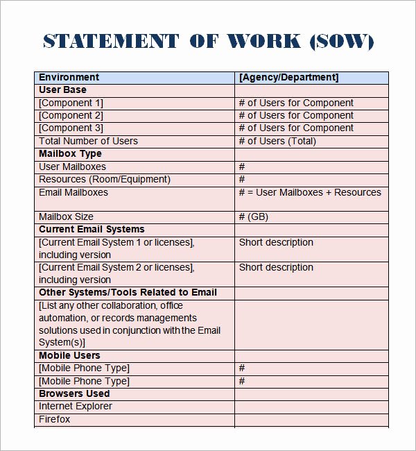 Sow Template Doc New Sample Statement Of Work Template 13 Free Documents