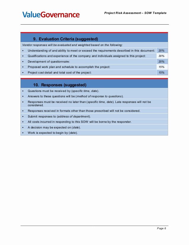 Sow Template Doc Unique Pm Pm001 04 Risk assessment sow Template