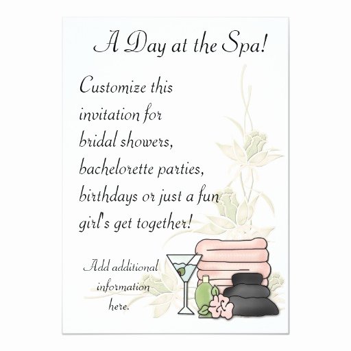 Spa Day Invitation Awesome Spa Day 5x7 Paper Invitation Card