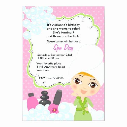 Spa Day Invitation Best Of Cute Girls Spa Day Birthday Invitation