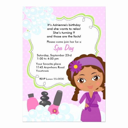 Spa Day Invitation Elegant Ethnic Girls Spa Day Birthday Invitation 5&quot; X 7