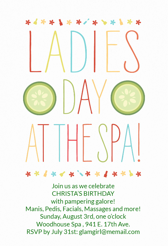 Spa Day Invitation Elegant La S Day at the Spa Birthday Invitation Template Free