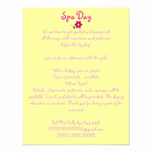 Spa Day Invitation Elegant Spa Day Invitation
