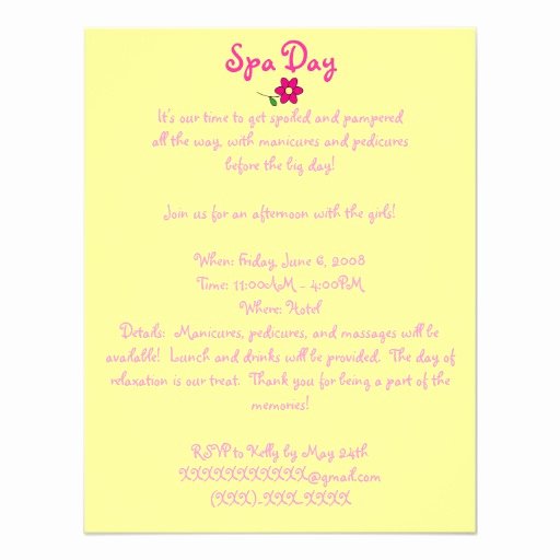 Spa Day Invitation Elegant Spa Day Invitation