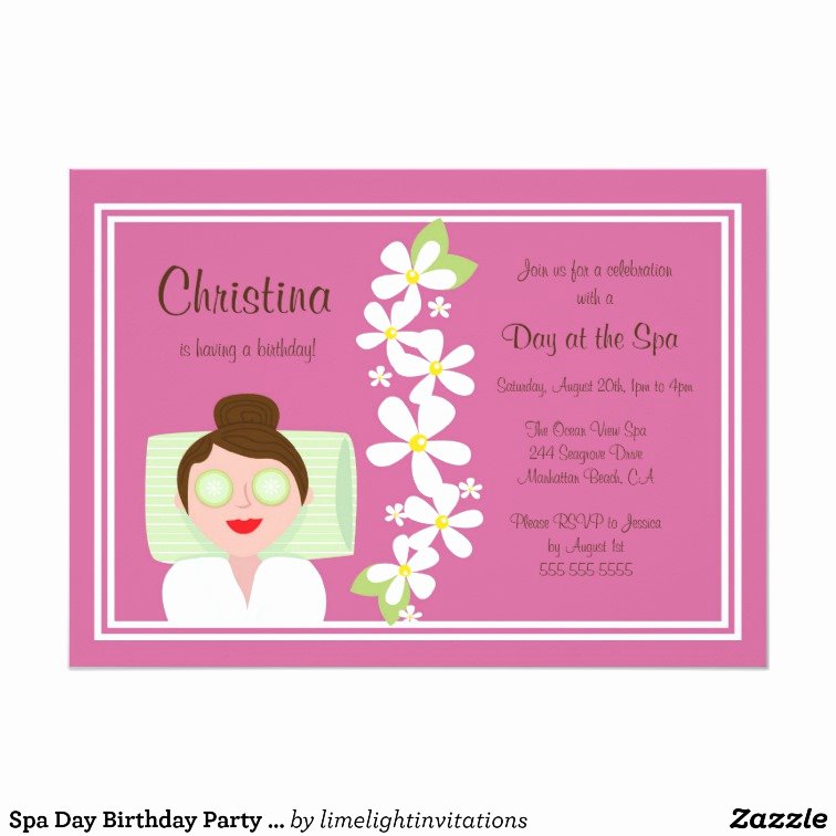 Spa Day Invitation Inspirational Spa Day Birthday Party Invitation