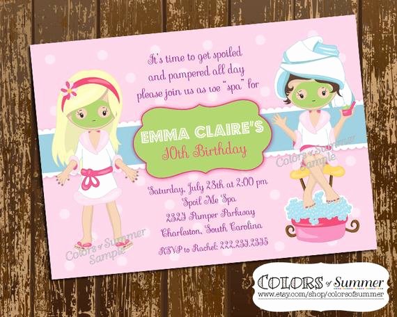 Spa Day Invitation Luxury Spa Birthday Invitation Spa Day Pamper Invite Girls Party