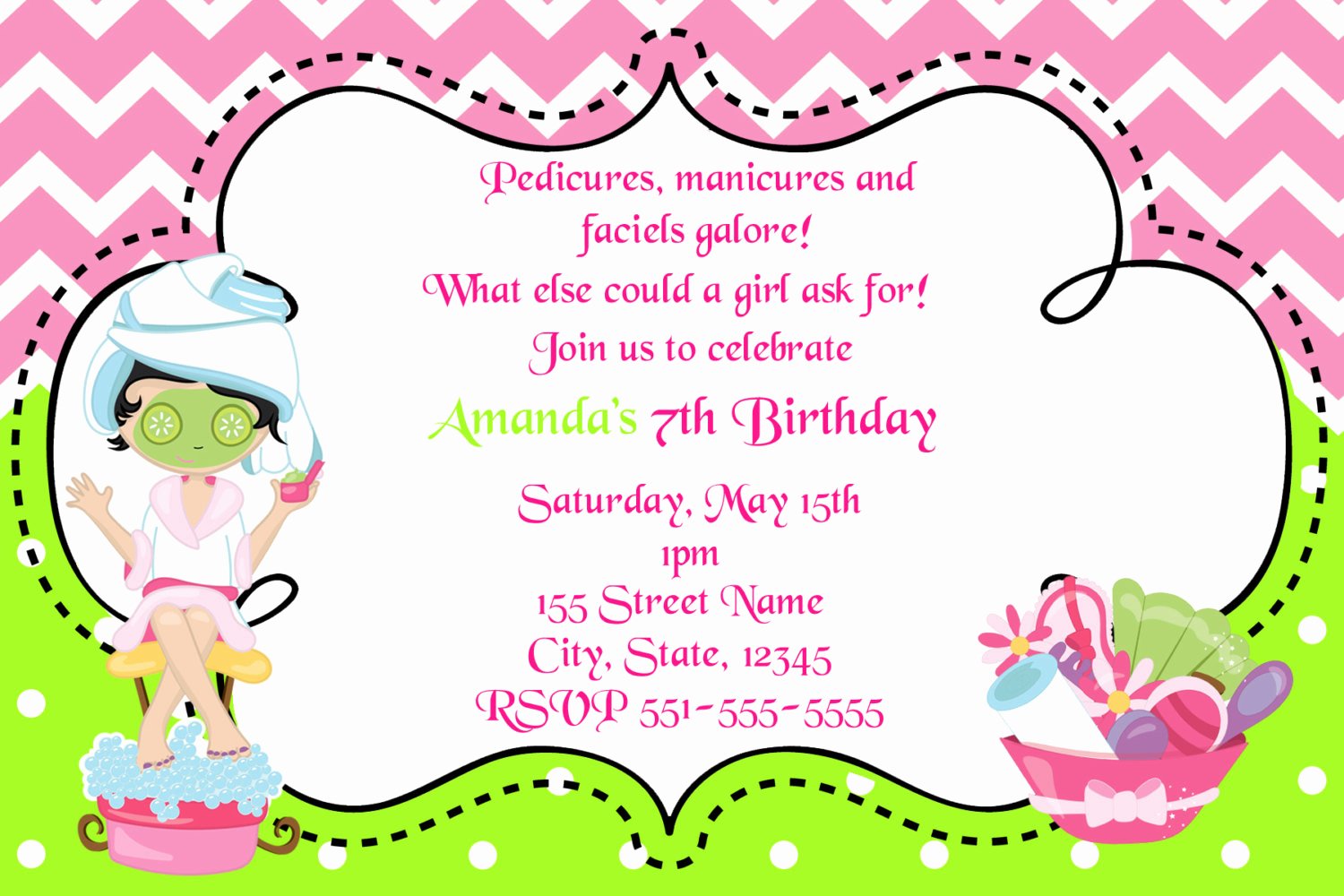 Spa Day Invitation New Spa Day Birthday Invitation Girls Birthday Invitations