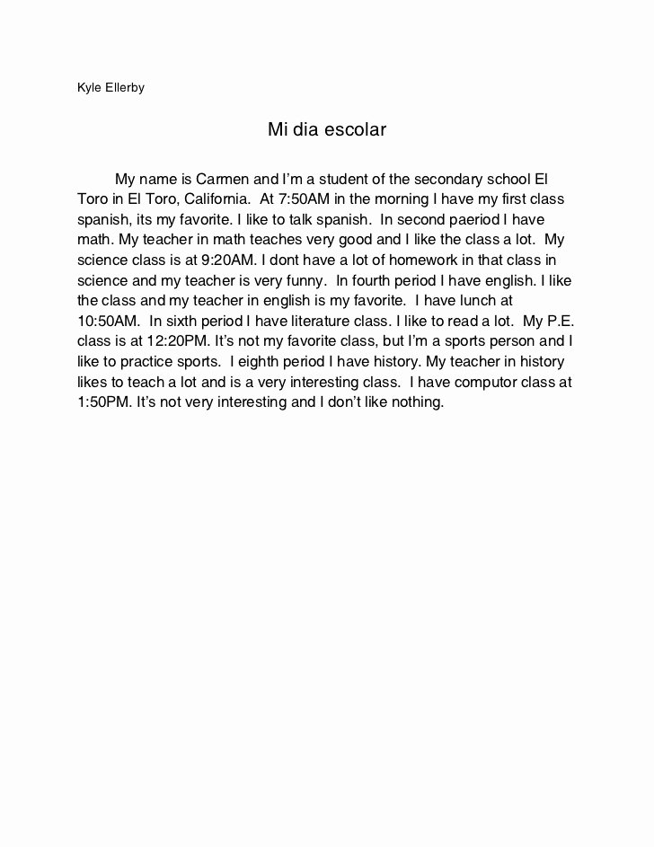 Spanish Essay About Yourself Luxury Spanish Letter Translate