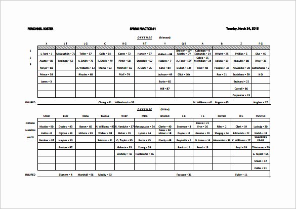 Special Teams Depth Chart Template Best Of 13 Football Depth Chart Template Free Sample Example