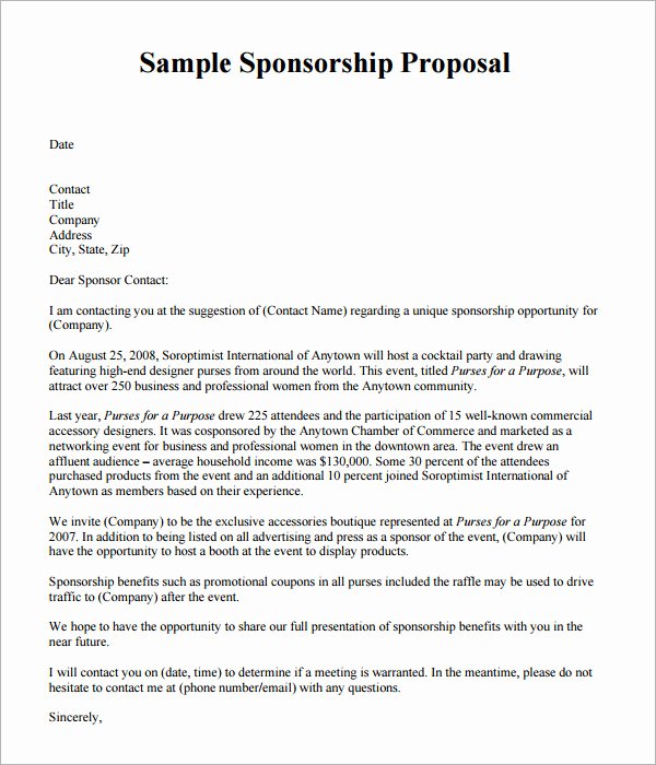 Sponsorship Packet Template Awesome 19 Sample Sponsorship Proposal Templates